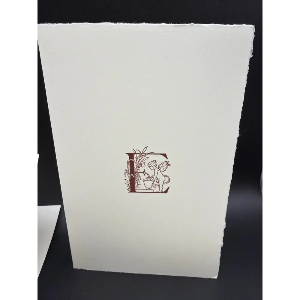 Vintage Monogram E Stationery Lot 13 Cards Envelopes Deckle Edge Cupid Cherub